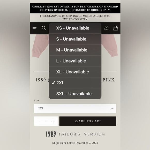 TAYLOR SWIFT 1989 (TAYLOR’S VERSION) PINK CREWNECK Size M, NEW W/O TAG SOO - Picture 6 of 7